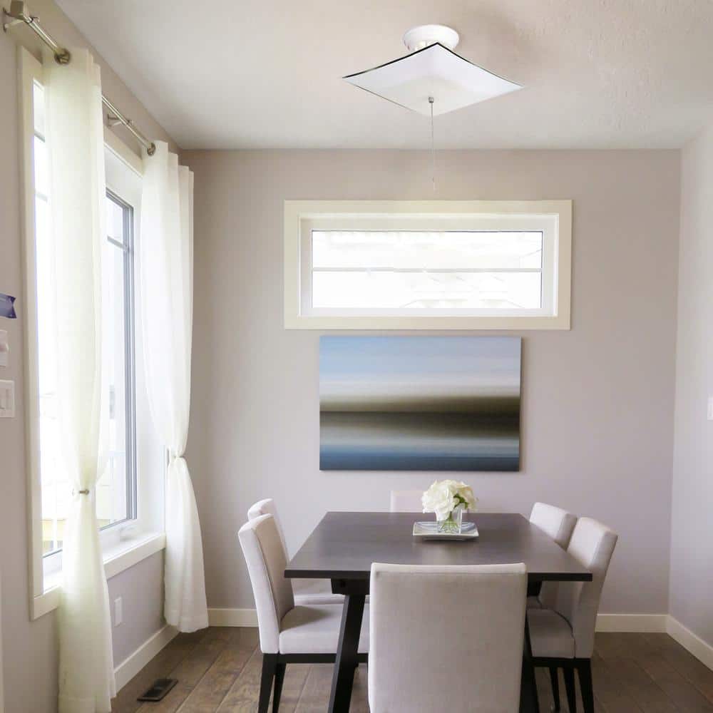 White Glass Square Ceiling Light with Pull Chain