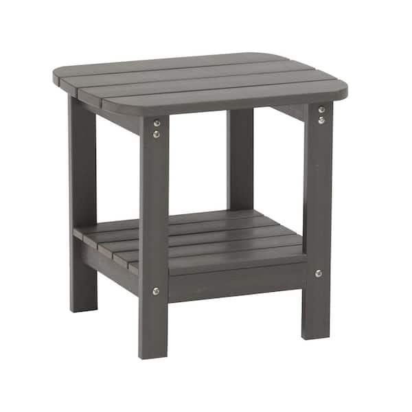 Mondawe Gray 18.11 in. H Composite Patio Side Table 2-Tier Outdoor/Indoor Accent Table End Table