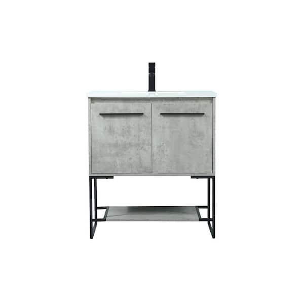 Unbranded Timeless Home 30 in. W Single Bath Vanity in Concrete Grey with Engineered Stone Vanity Top in Ivory with White Basin