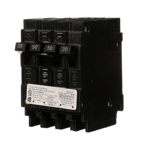 Siemens Triplex 2-Outer 20 Amp Single-Pole and 1-Inner 50 Amp Double ...