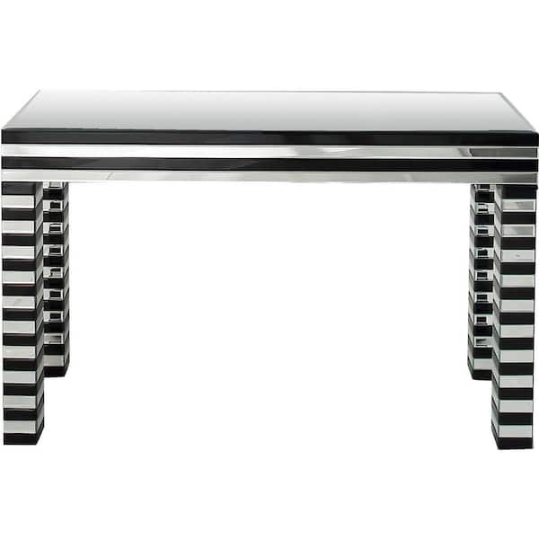 Camden Isle Waves 14 in. Black Rectangular Glass Console Table