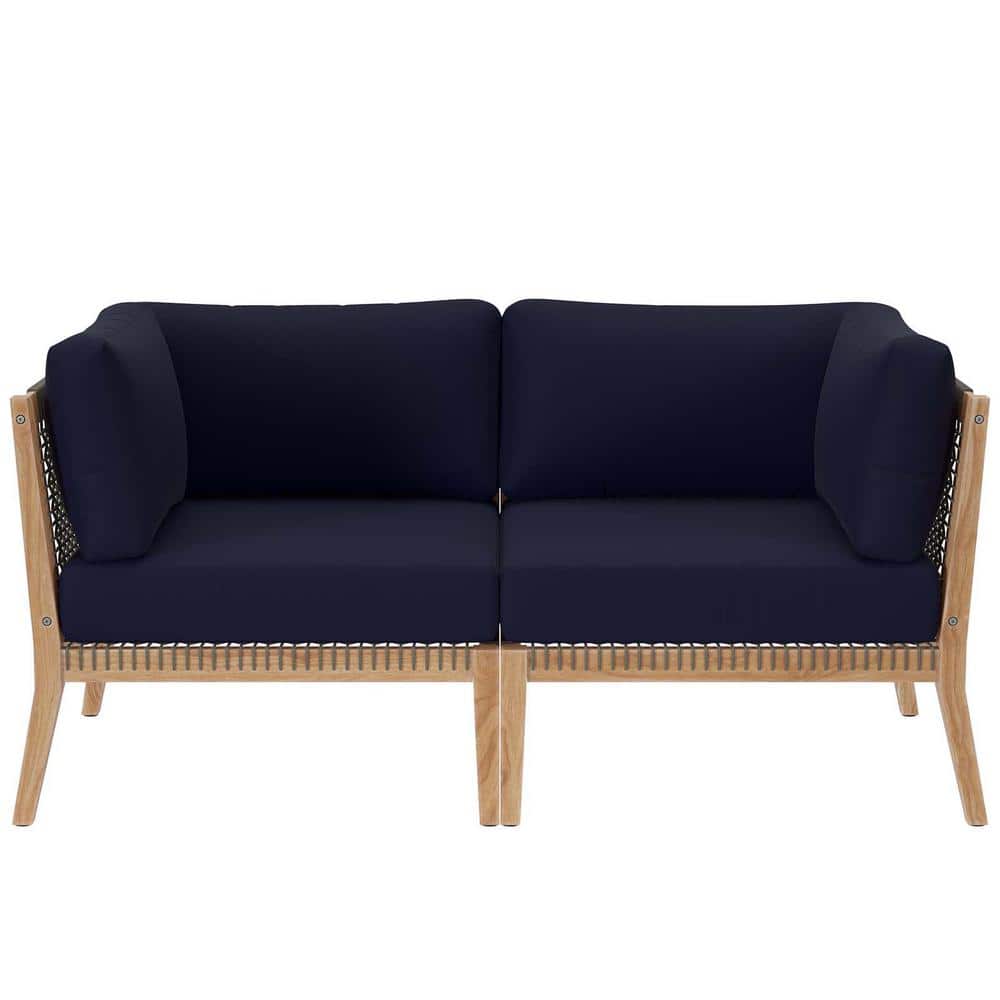 UPC 889654273059 product image for Clearwater Outdoor Patio Teak Wood Loveseat in Gray Navy | upcitemdb.com