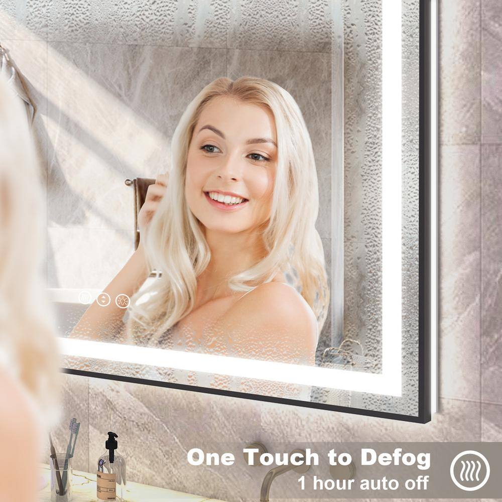 Oversized Matte Black Aluminum Frameless LED Vanity Mirror