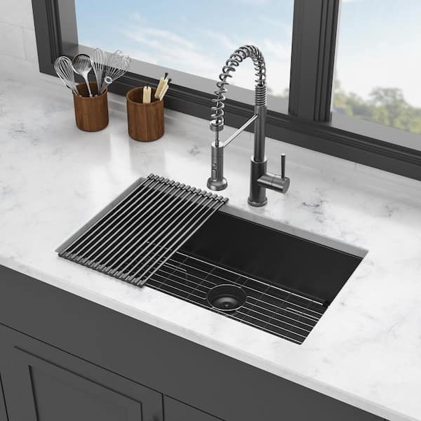 Coporesell 30 in. Undermount Single Bowl 18-Gauge Gunmetal