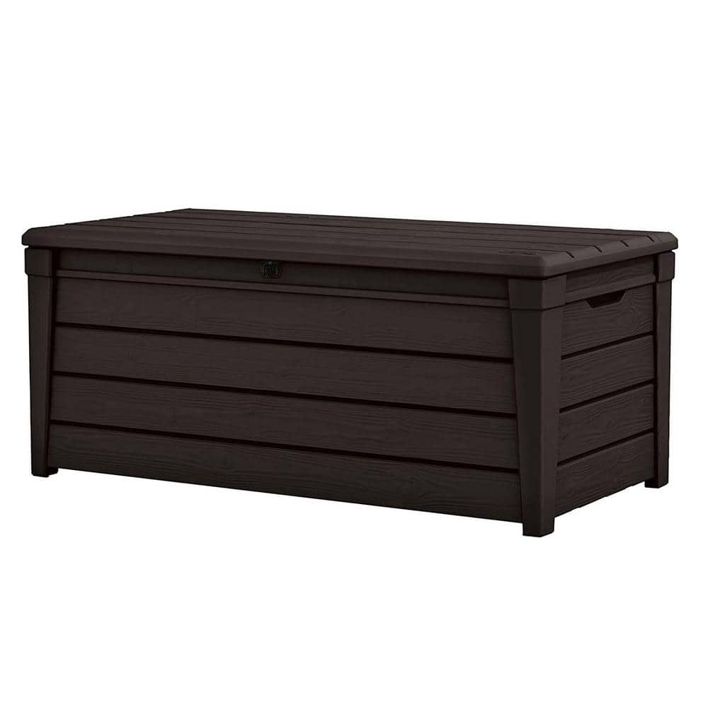 Keter Brown 120 Gallon Lockable Plastic Wicker Deck Box
