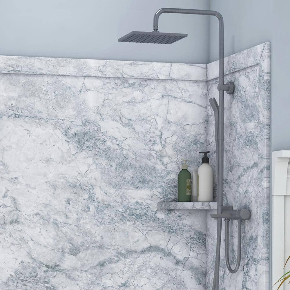 Everest Gray Marble 60" x 36" x 80" Alcove Shower Surround