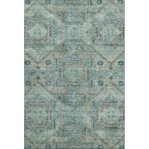 Mayfield Premium Machine Washable Abstract AMF1929 Sage 9 ft. x 12 ft. Area Rug