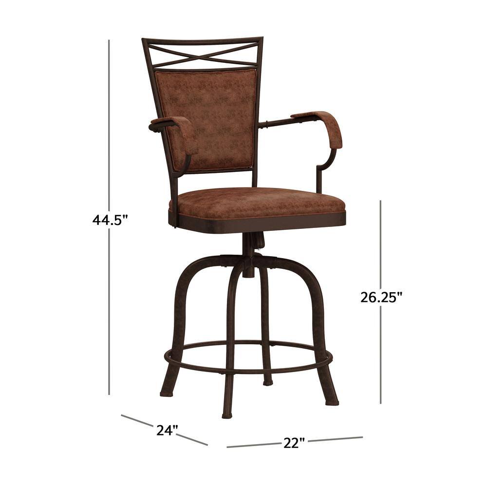 Bridgetown Swivel Counter Stool in Aged Bronze with Faux Leather