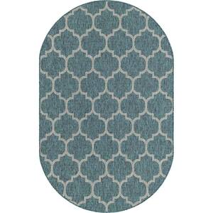 Outdoor Trellis Teal 5 ft. 1 in. x 8 ft. Area Rug