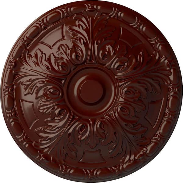 Ekena Millwork 15-3/4" x 5/8" Granada Urethane Ceiling Medallion (Fits Canopies upto 4-1/4"), Brushed Mahogany