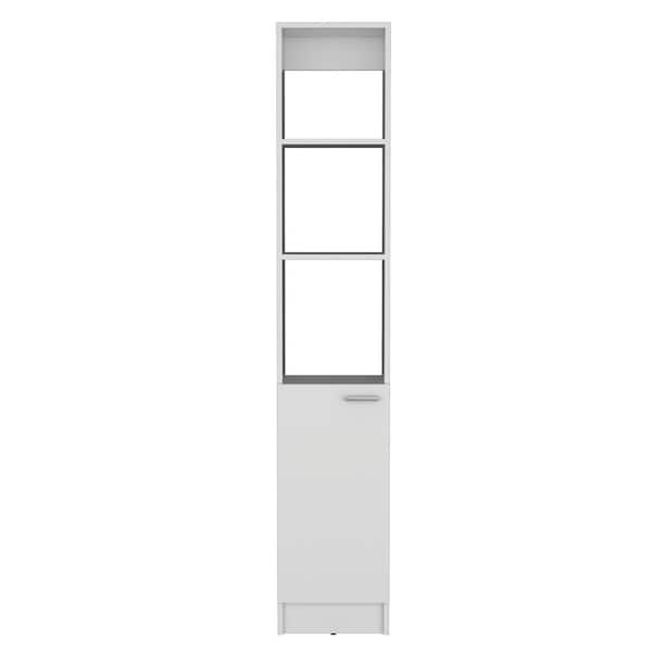 13.03 in. W x 10.43 in. D x 70.87 in. H White Wood Freestanding Linen Cabinet w/6-Shelves for Bathroom in White