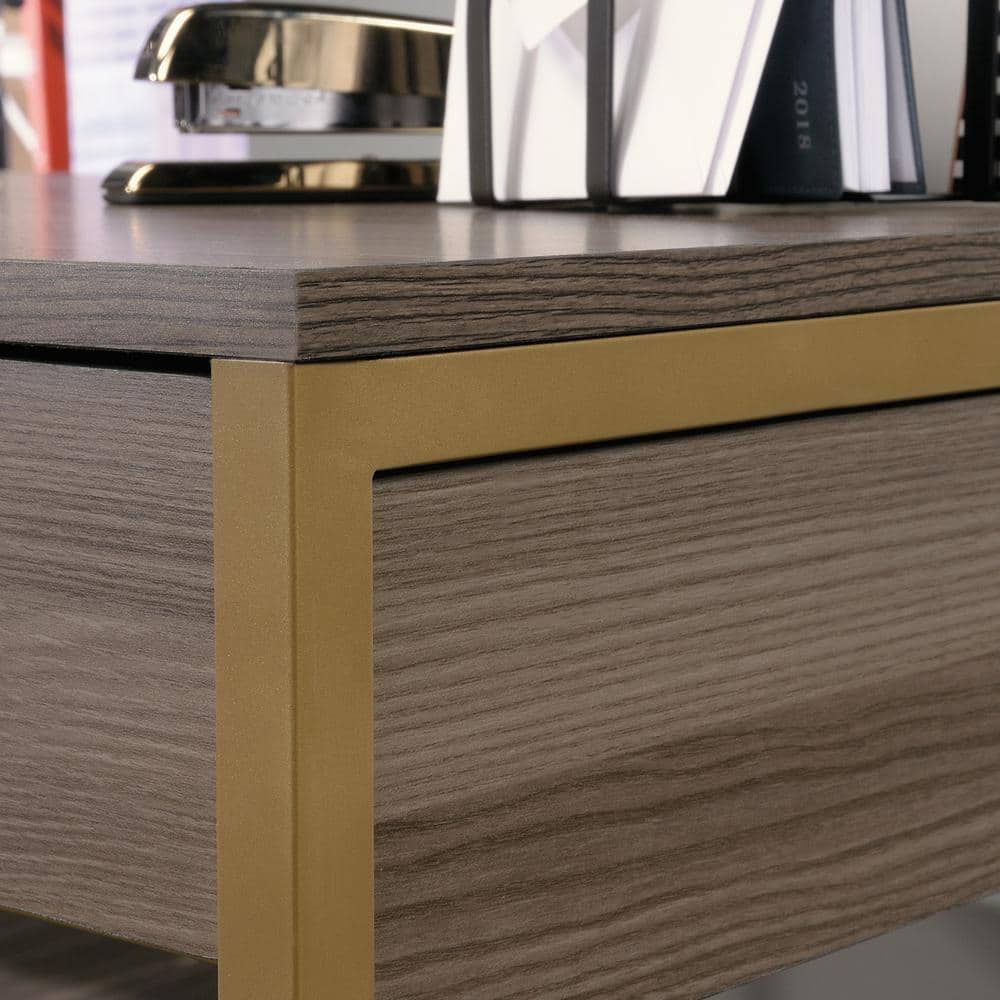 Diamond Ash L-Shaped Computer Desk with Drawers