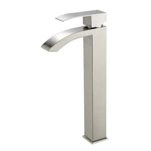 13.11 in. Single Handle Single Hole Bathroom Faucet Included Valve Supply Lines in Gold