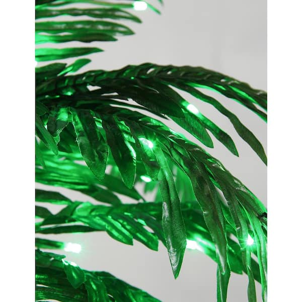 Lightshare Palm Tree Lights 7' Fabric/Leaf Decor 96LED Adapter 4Stakes Curved 