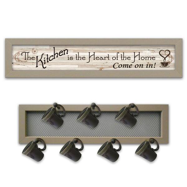 Trendy Decor 4U The Kitchen Vignette 2-Piece Vignette with 7-Peg Mug Rack Decorative Sign