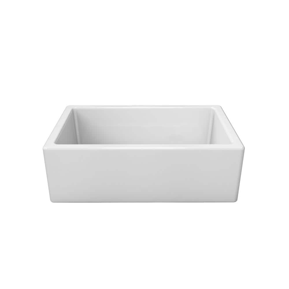 Piralla White Fireclay 30 in. Single Bowl Farmhouse Apron Kitchen Sink