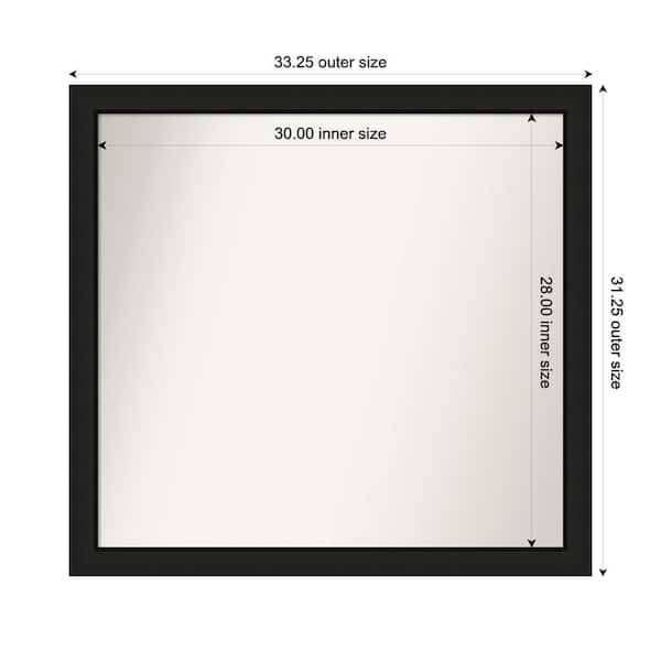 Amanti Art Midnight Black Narrow 33.25 in. x 31.25 in. Custom Non-Beveled Wood FramedBathroom Vanity Wall Mirror