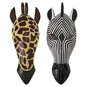 14.5 in. x 5.5 in. Tribal-Style Animal Wall Mask Sculpture (2-Piece)