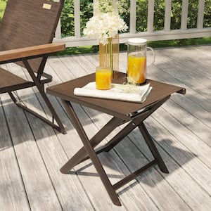 Brown Teslin chair aluminum outdoor side table foldable