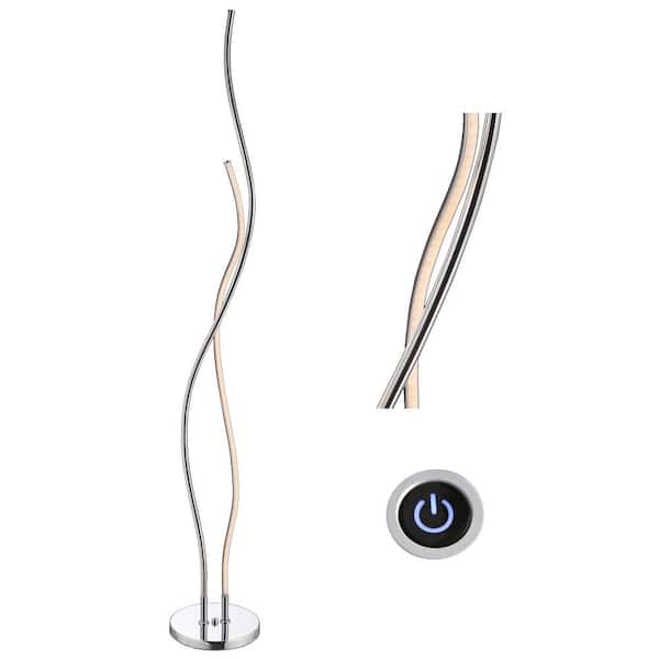 JONATHAN Y Cairo 63.75 in. Chrome Integrated LED Floor Lamp