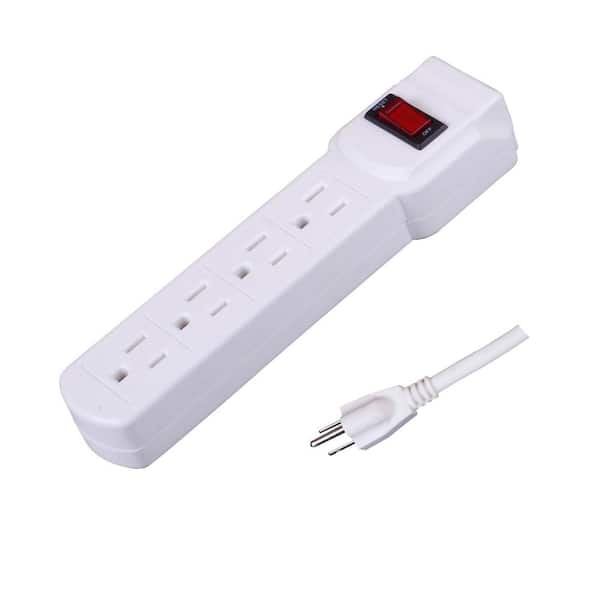 Unbranded 4-Outlet Power Strip Surge Protector with 3 ft. Cord, White