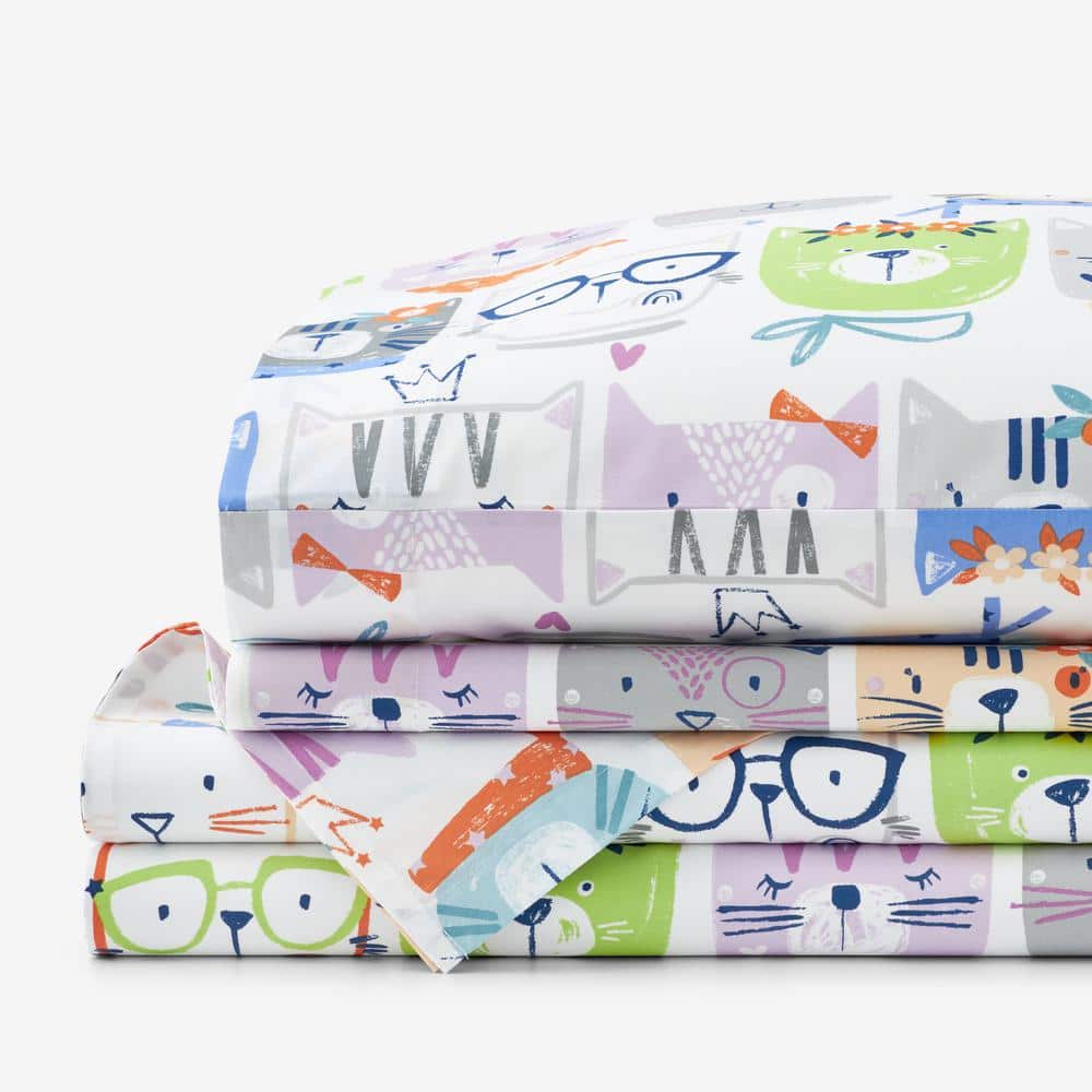 Company Kids Stylish Cats White Multi Organic Cotton Percale Full Sheet Set price history on PriceWatchPro