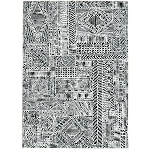 Cohen Washable Ivory/Black 5 ft. x 7 ft. Abstract Area Rug