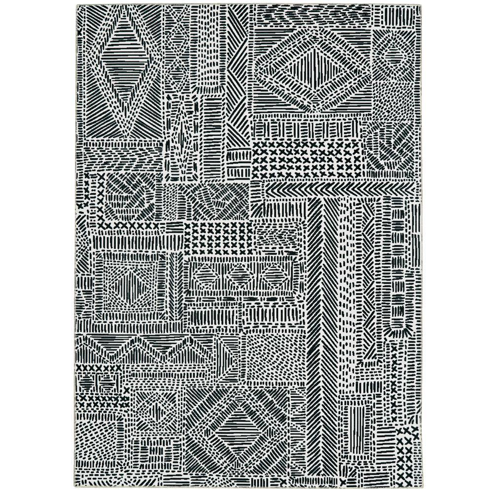 Washable Cohen Ivory/Black 3 ft. x 5 ft. Rectangle Area Rug