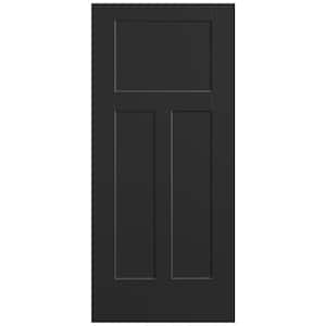 36 in. x 80 in. 3-Panel Winslow Single Bore Hollow Core Jet Black Molded Composite Interior Door Slab