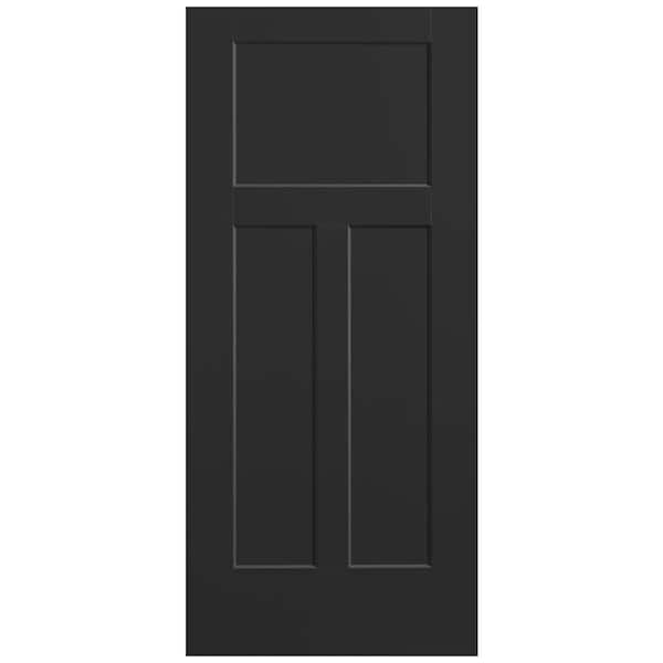 36 in. x 80 in. 3-Panel Winslow Single Bore Hollow Core Jet Black Molded Composite Interior Door Slab