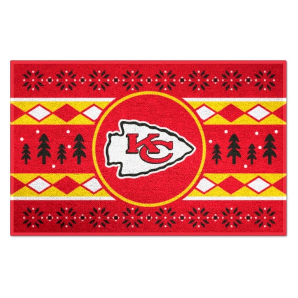 FANMATS Kansas City Chiefs Holiday Sweater Red 1.5 ft. x 2.5 ft. Starter Area Rug