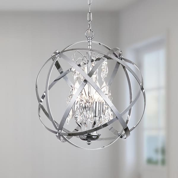 Maxax Lansing 4-Light Chrome Unique/Statement Globe Chandelier 