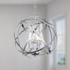 Lansing 4-Light Chrome Unique/Statement Globe Chandelier with Crystal