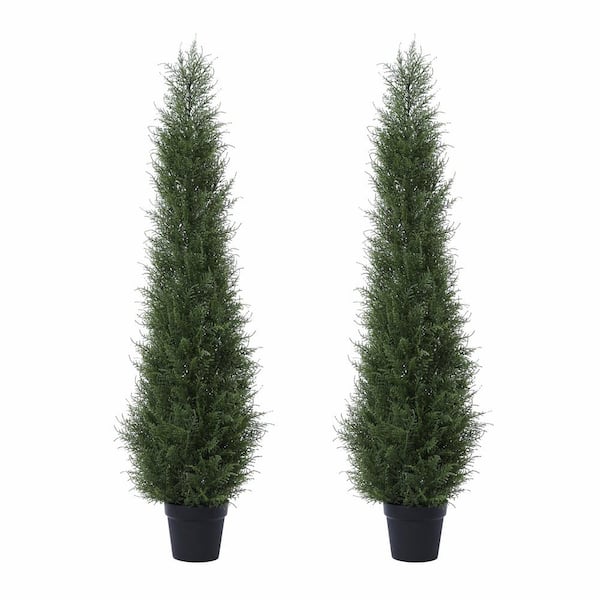 DR.Planzen 5 ft. Artificial Christmas Cedar Topiary Tree,Pre-Potted ...