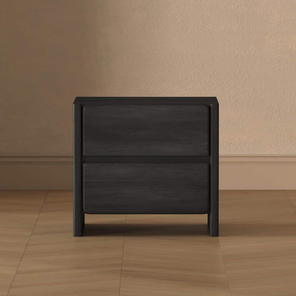 Linda Modern Charcoal Grey 2-Drawer 24 in. W Nightstand