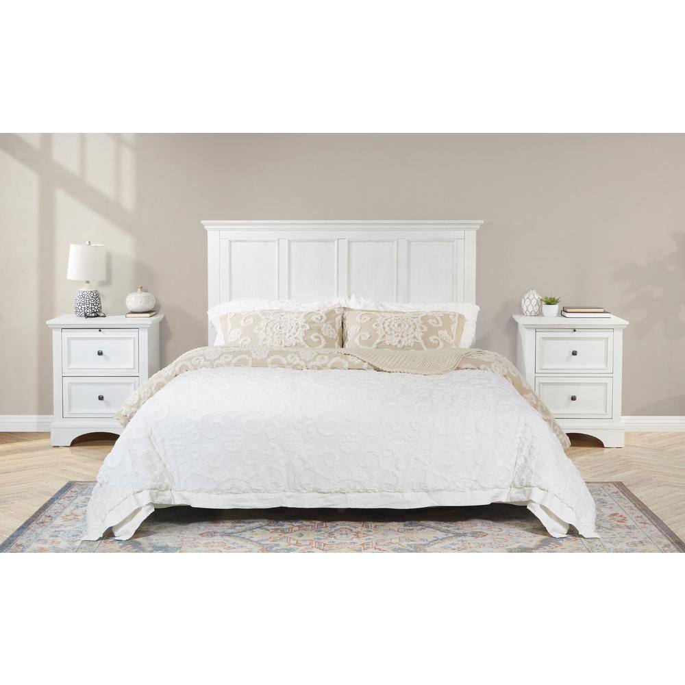 Rustic White Queen Panel Headboard 3-Piece Bedroom Set