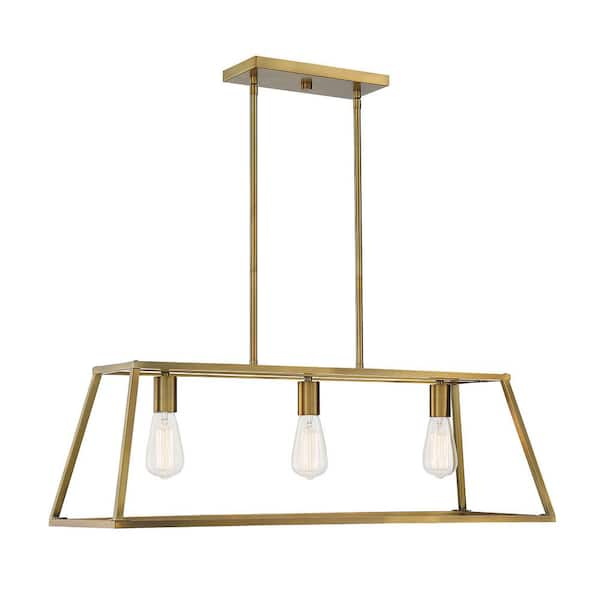 Savoy House 32.75 in. W x 10.5 in. H 3-Light Warm Brass Linear