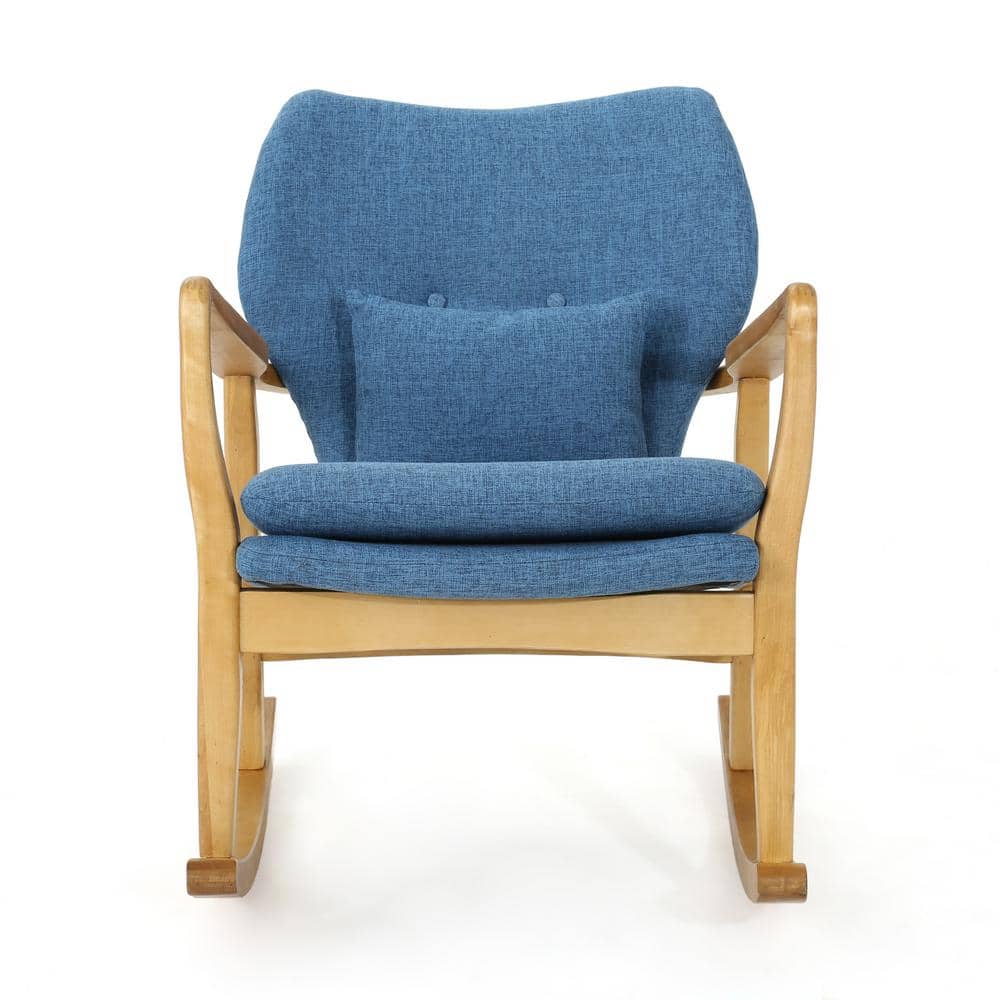 Benny Muted Blue and Light Walnut Upholstered Rocking Chair