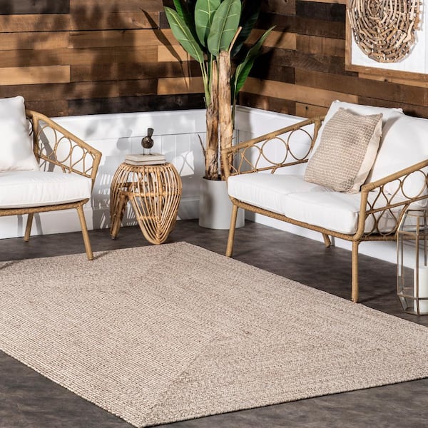 Lefebvre Casual Braided Tan Doormat 3 ft. x 5 ft. Indoor/Outdoor Patio Area Rug