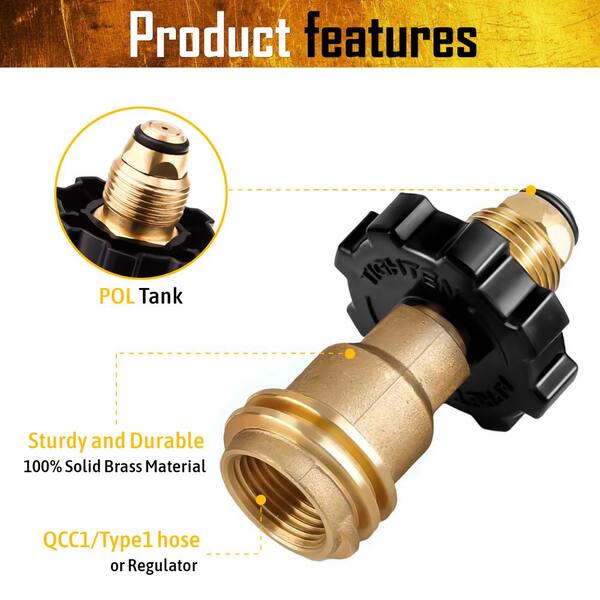 Universal Propane Tank Adapter for Old P.O.L Style to New Style/100% Solid Brass 