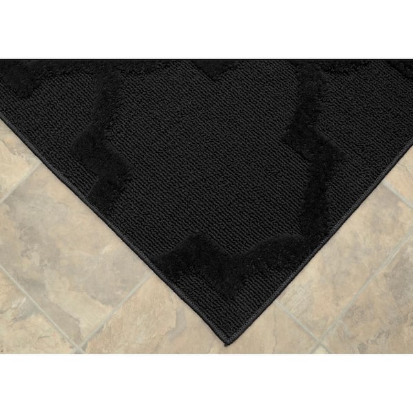 Quatro Black 12 Ft. x 12 Ft. Quatrefoil Polypropylene Square Area Rug