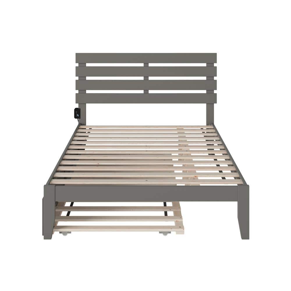 Oxford Gray Full Bed with Trundle and USB Charger