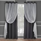 Catarina Black Pearl Solid Lined Room Darkening Grommet Top Curtain, 52 in. W x 108 in. L (Set of 2)