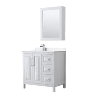 Daria 36 in. W x 22 in. D x 35.75 in. H Single Bath Vanity in White with Carrara Cultured Marble Top and MC Mirror