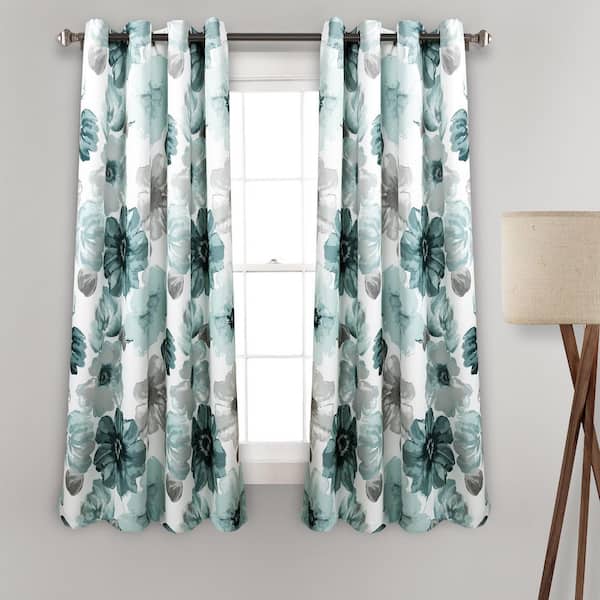 HOMEBOUTIQUE Leah 52 in. W x 45 in. L Light Filtering Window Curtain Panels Blue