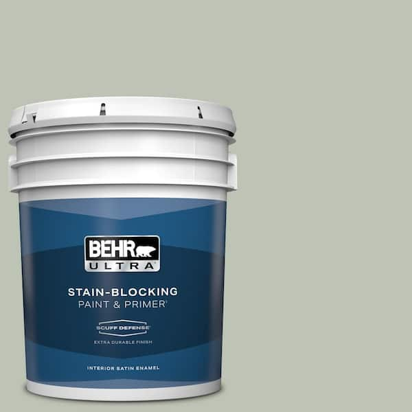 BEHR ULTRA 5 gal. #PPU11-11 Summer Green Extra Durable Satin Enamel Interior Paint & Primer