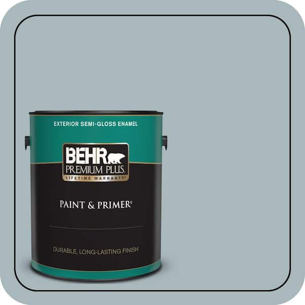 BEHR PREMIUM PLUS 1 gal. #N470-3 Half Sea Fog Semi-Gloss Enamel Exterior Paint & Primer