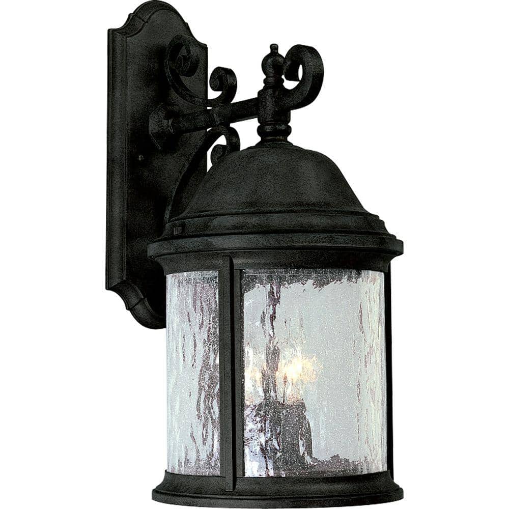 Ashmore Collection 3-Light Textured Black Water Seeded Glass New Traditional Outdoor Large Wall Lantern Light price history on PriceWatchPro