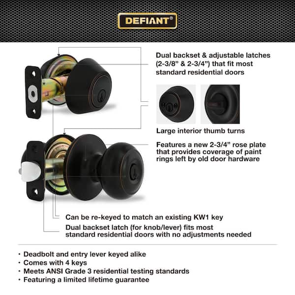 Defiant Hartford Aged Bronze Combo Pack with Double Cylinder