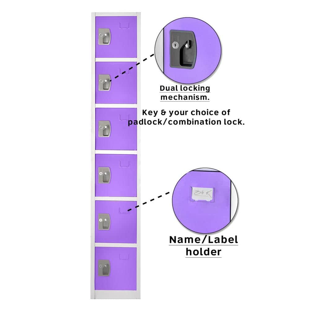 Purple Steel Freestanding Office Locker with Adjustable Shelving